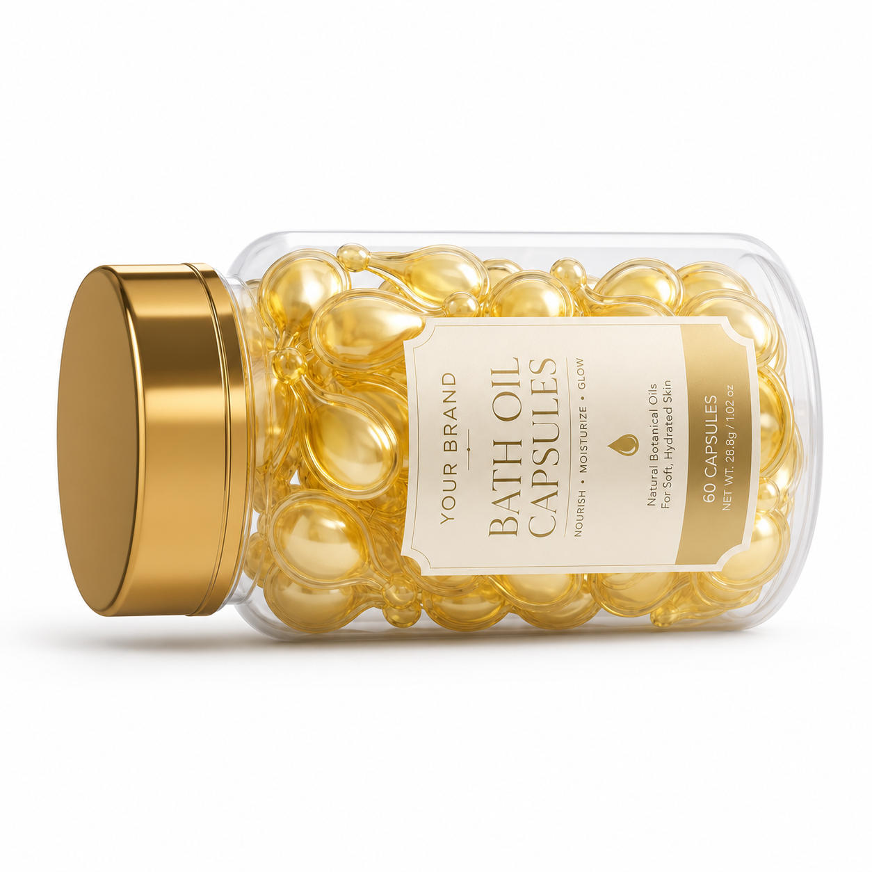 Bath Oil Capsules with Jojoba, Argan &amp; Camellia Botanical Oils