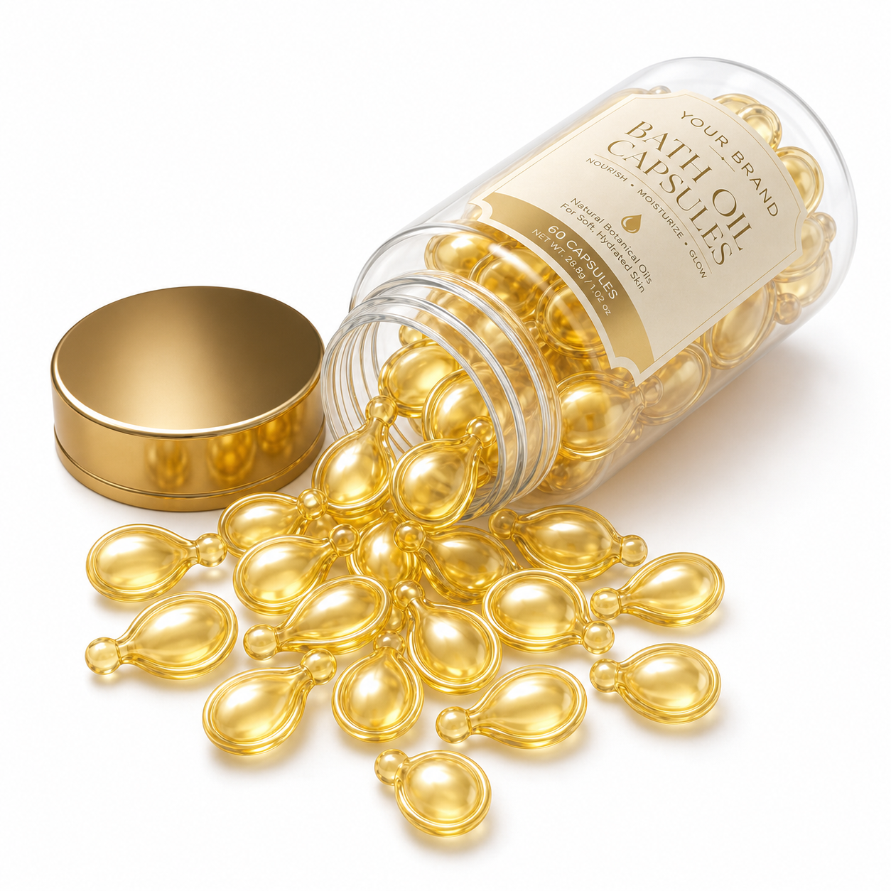 Bath Oil Capsules with Jojoba, Argan &amp; Camellia Botanical Oils