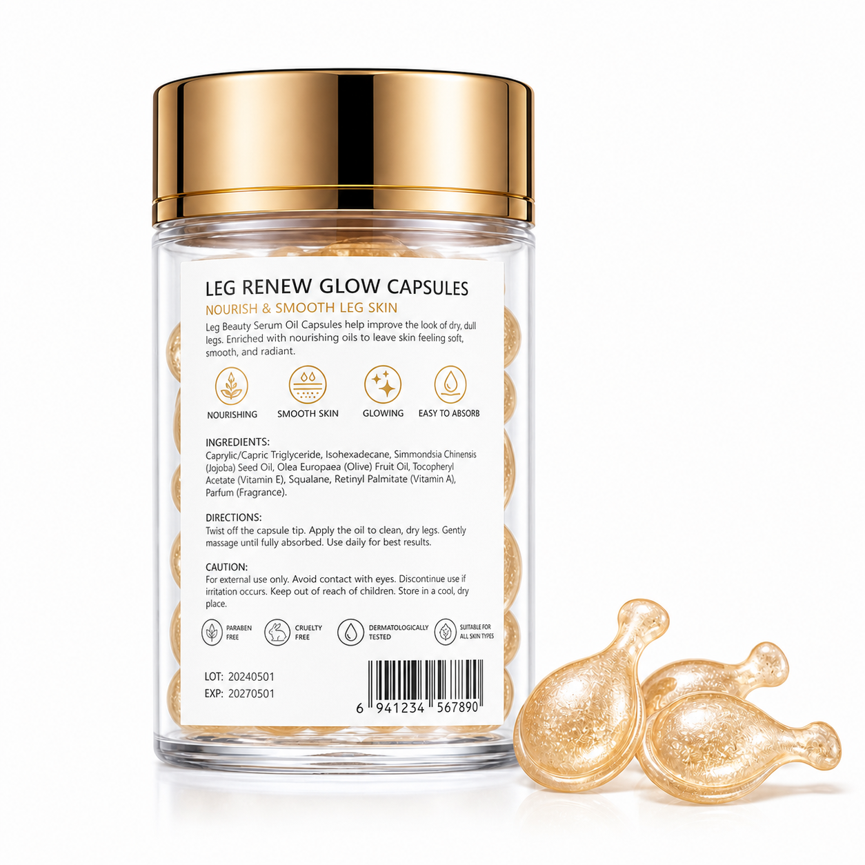 Leg Renew Glow Capsules with Vitamin A, Vitamin E &amp; Botanical Oils