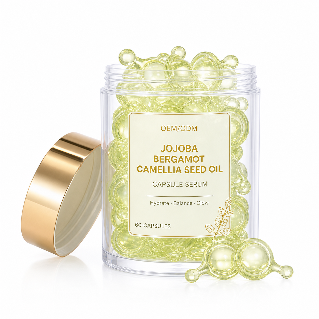 Jojoba Bergamot Camellia Seed Oil Capsule Serum for Hydration &amp; Glow