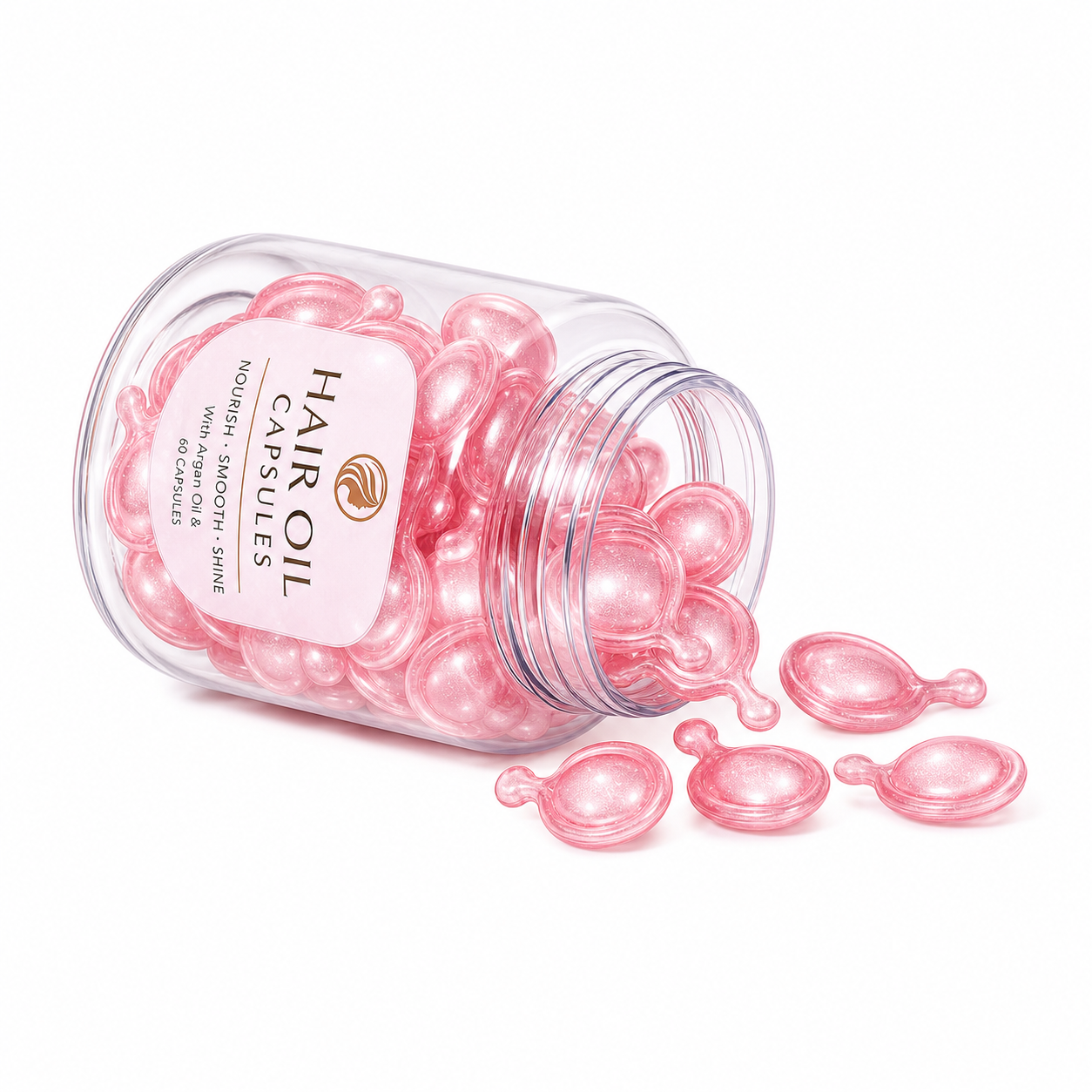 Hair Oil Capsules with Argan Oil, Vitamin E &amp; Botanical Oils for Smooth Shine