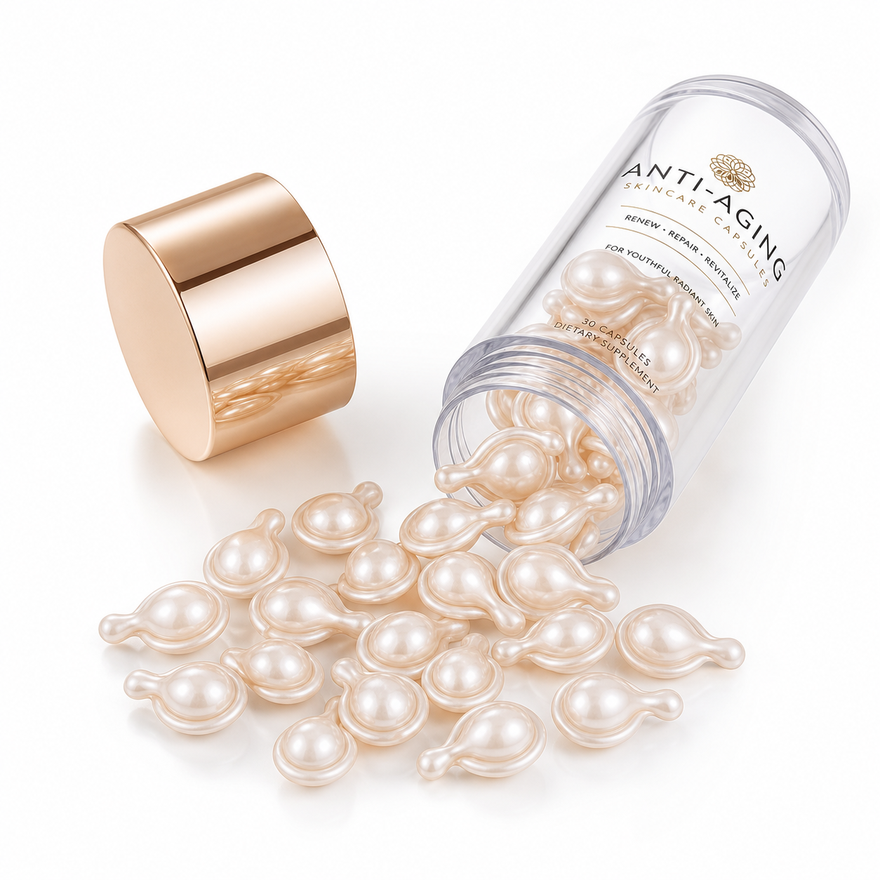 Anti-Aging Skincare Capsules with Vitamins A, C &amp; E, Ceramide &amp; Botanical Oils