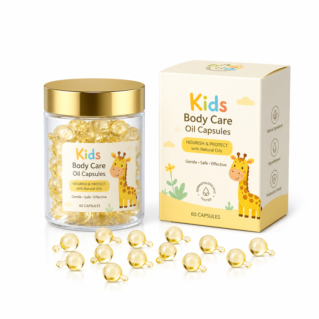 Kids Body Care Oil Capsules with Sunflower Oil, Jojoba Oil &amp; Calendula Extract