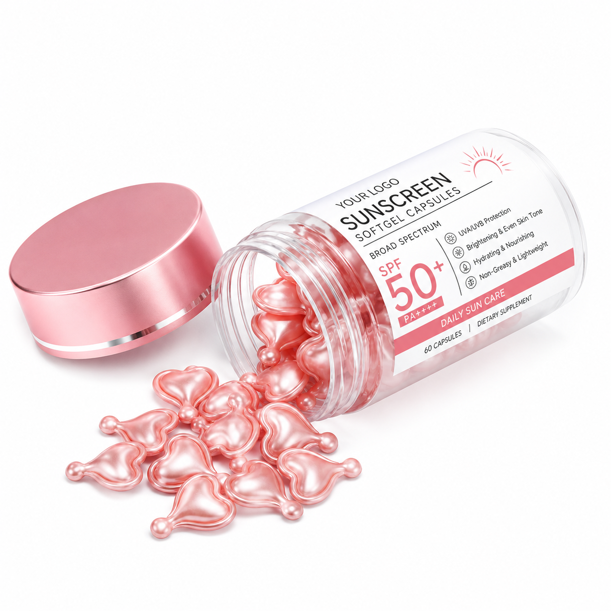Sunscreen Softgel Capsules SPF 50 PA++++ with Polypodium Leucotomos, Vitamin C &amp; Vitamin E