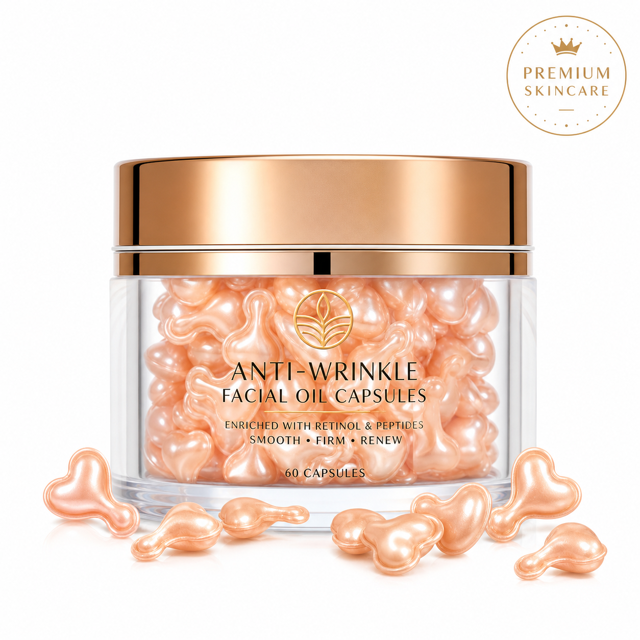 Anti-Wrinkle Facial Oil Capsules with Retinol, Peptides &amp; Botanical Oils