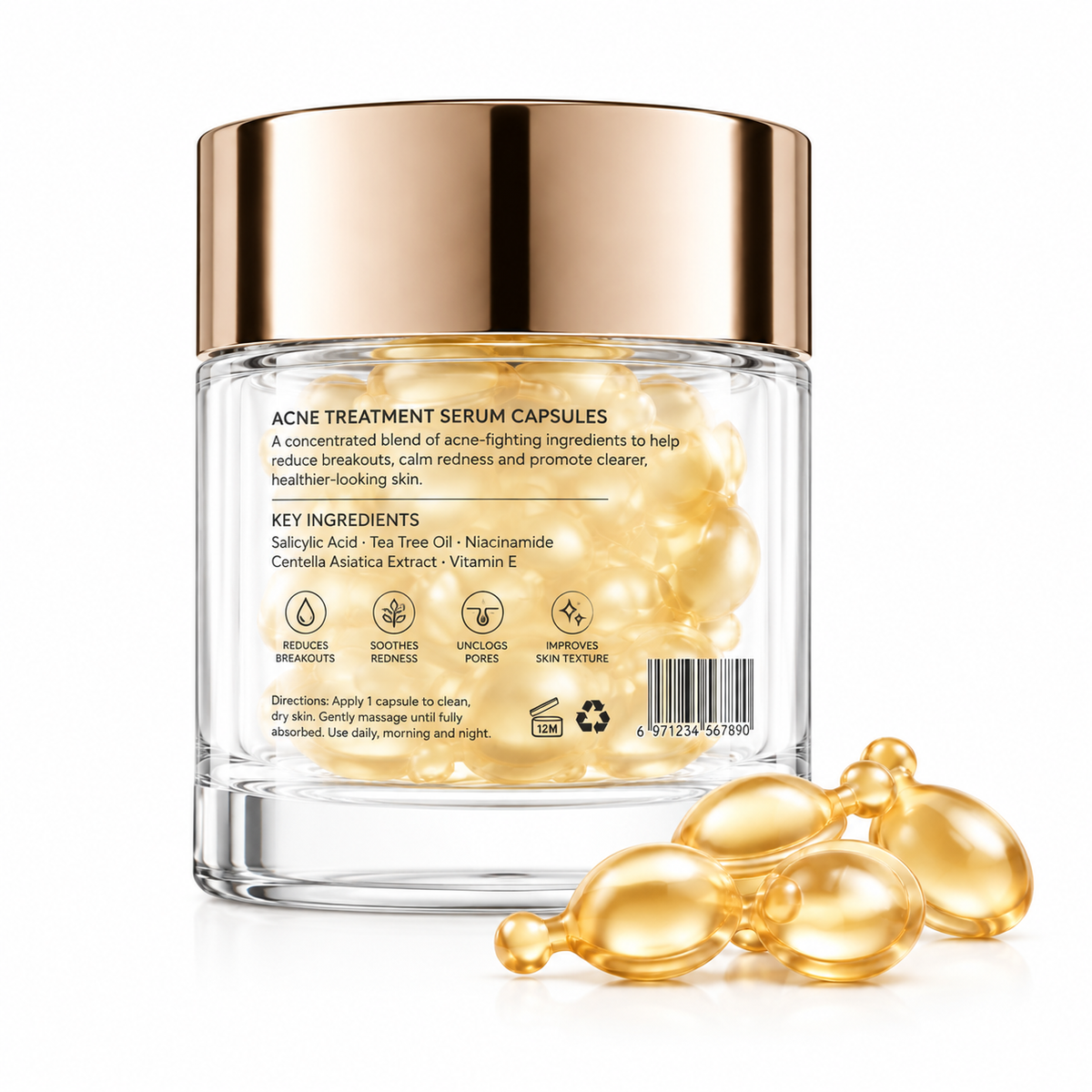 Anti-Wrinkle Serum Capsules with Salicylic Acid, Tea Tree Oil &amp; Niacinamide