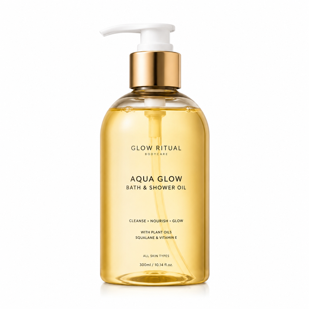 Aqua Glow Bath &amp; Shower Oil with Squalane, Vitamin E &amp; Botanical Oils
