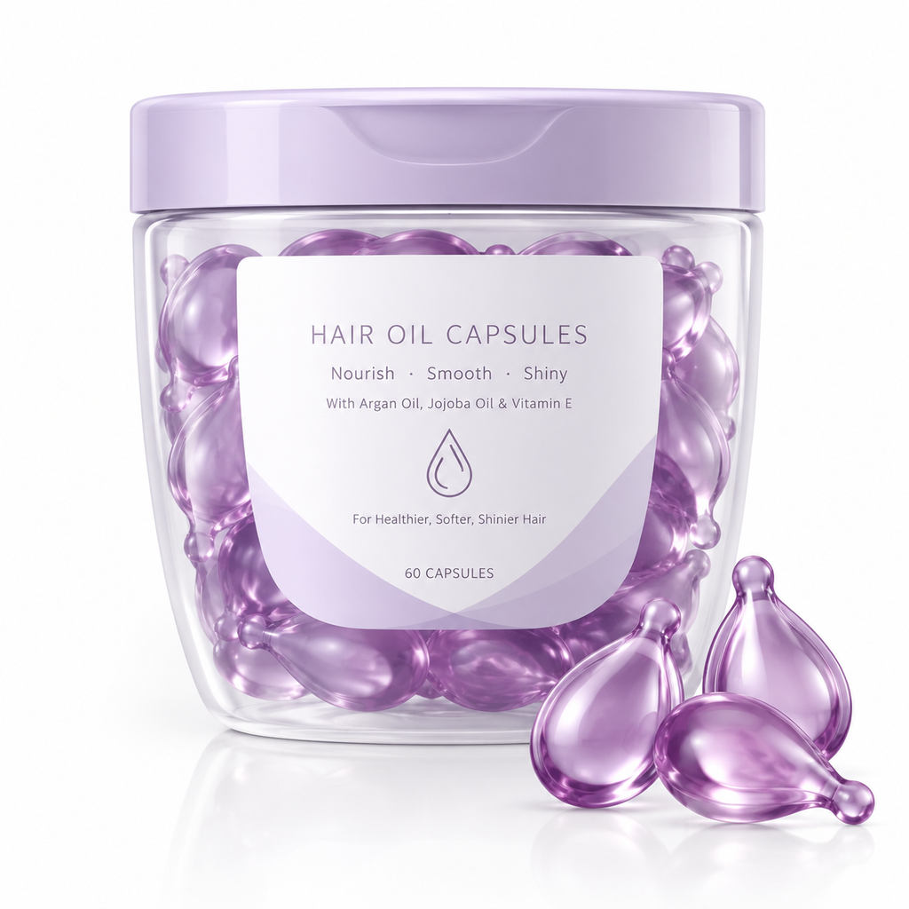 Hair Oil Capsules with Argan Oil, Jojoba Oil &amp; Vitamin E