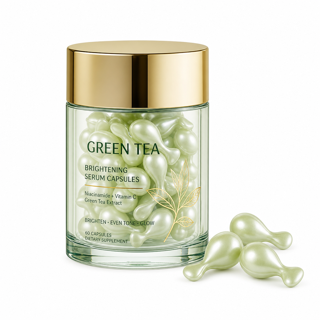 Green Tea Brightening Serum Capsules with Niacinamide, Vitamin C &amp; Green Tea Extract