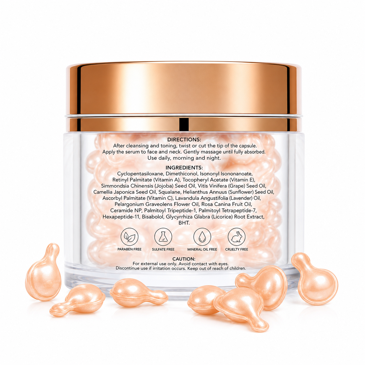 Anti-Wrinkle Facial Oil Capsules with Retinol, Peptides &amp; Botanical Oils