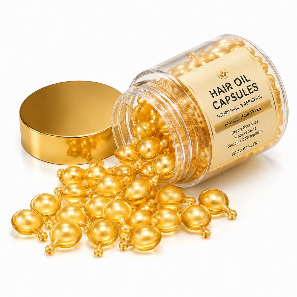 Hair Oil Capsules with Argan Oil, Camellia Oil &amp; Vitamin E for Nourishing Repair
