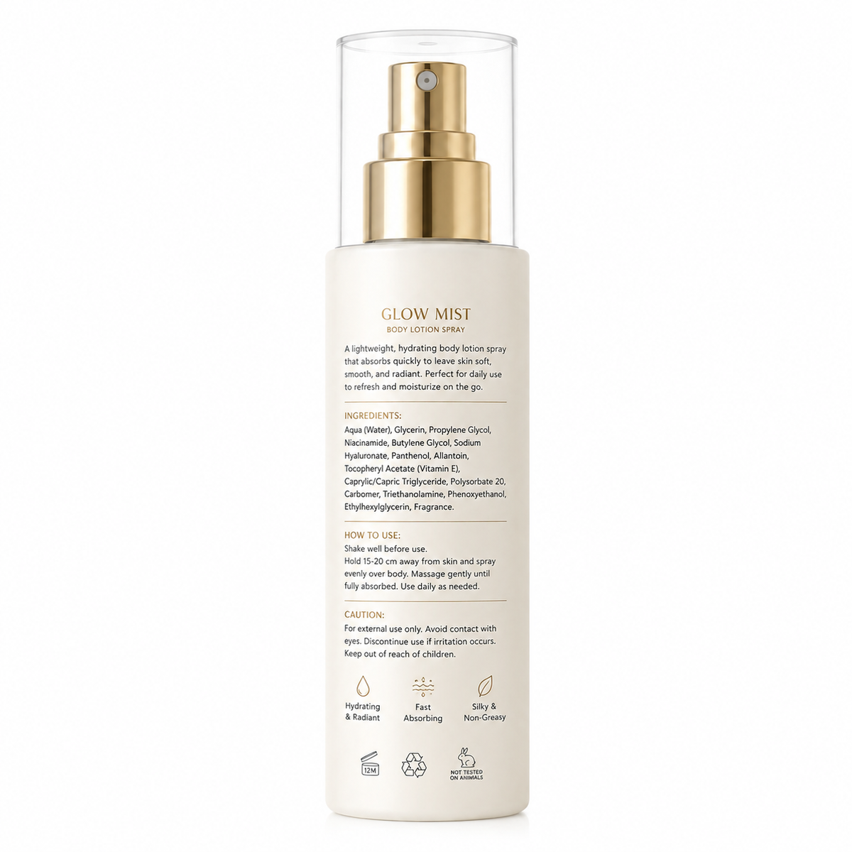 Glow Mist Body Lotion Spray with Niacinamide, Hyaluronic Acid &amp; Vitamin E