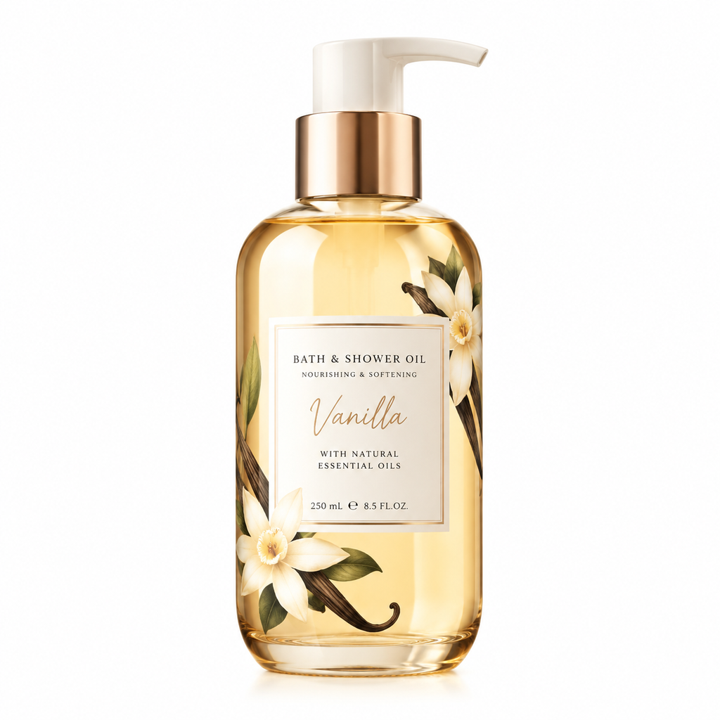 Nourishing Bath &amp; Shower Oil with Sweet Almond Oil, Jojoba Oil &amp; Vanilla Extract