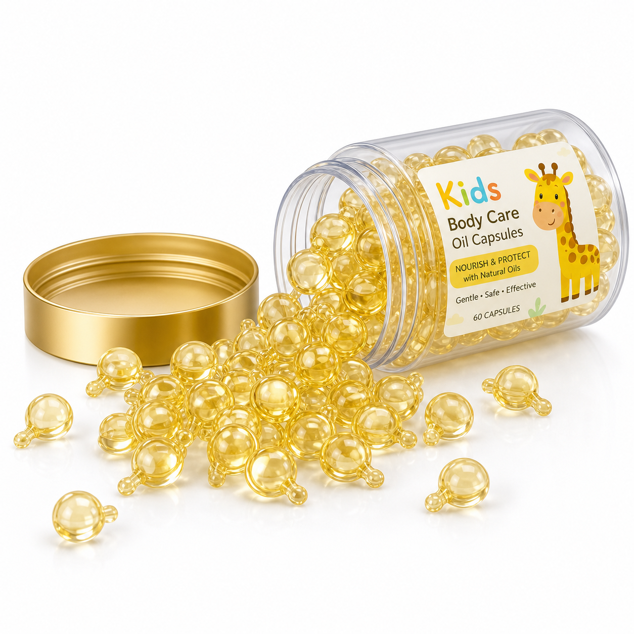 Kids Body Care Oil Capsules with Sunflower Oil, Jojoba Oil &amp; Calendula Extract