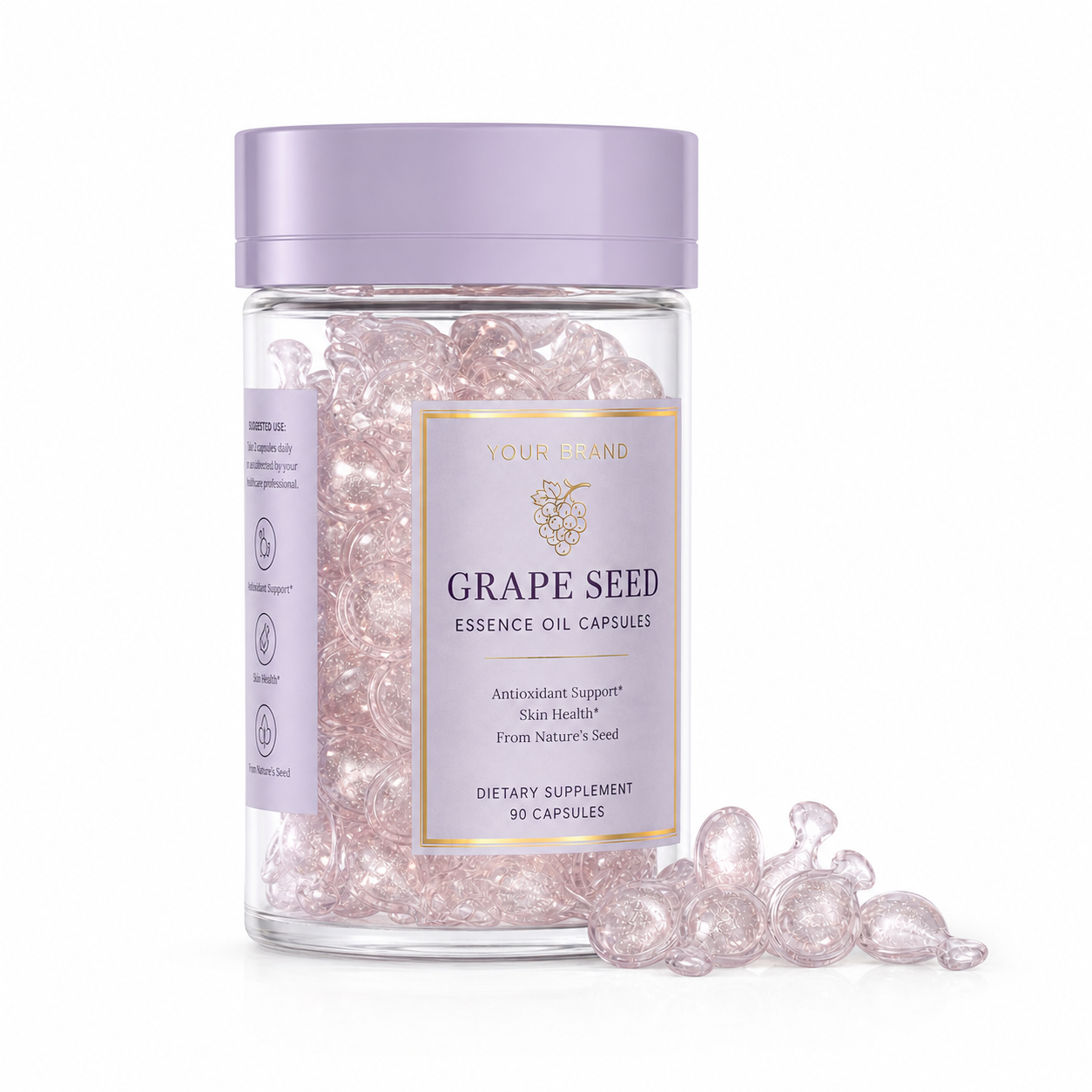 Grape Seed Essence Oil Capsules with Antioxidants, Vitamin E &amp; White Tea Extract