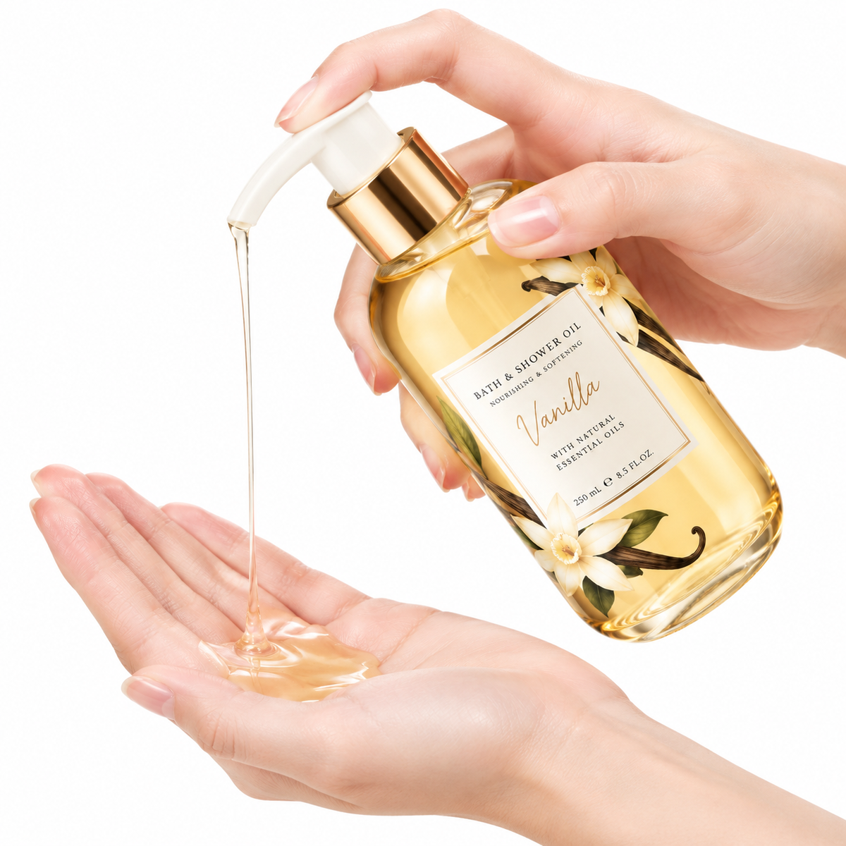 Nourishing Bath &amp; Shower Oil with Sweet Almond Oil, Jojoba Oil &amp; Vanilla Extract