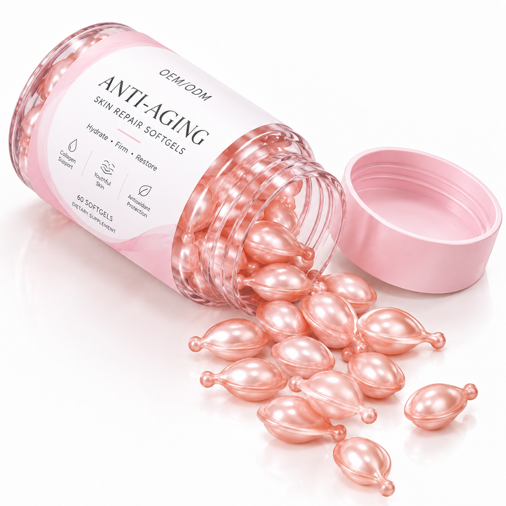 Anti-Aging Skin Repair Softgels with Collagen Peptides, Hyaluronic Acid &amp; Vitamin C
