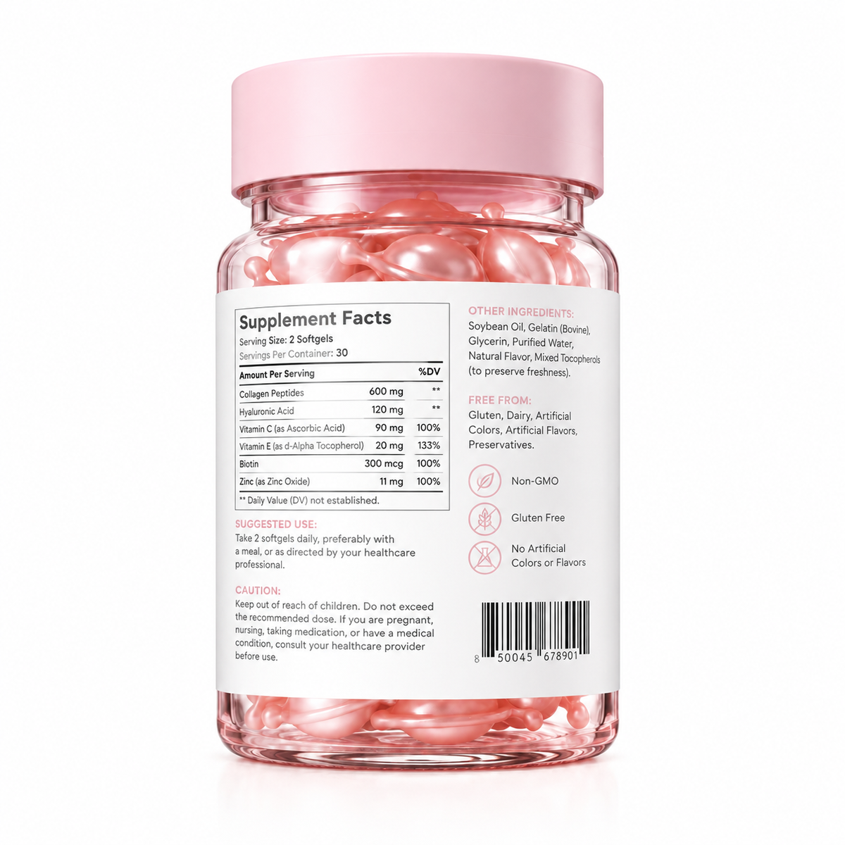 Anti-Aging Skin Repair Softgels with Collagen Peptides, Hyaluronic Acid &amp; Vitamin C
