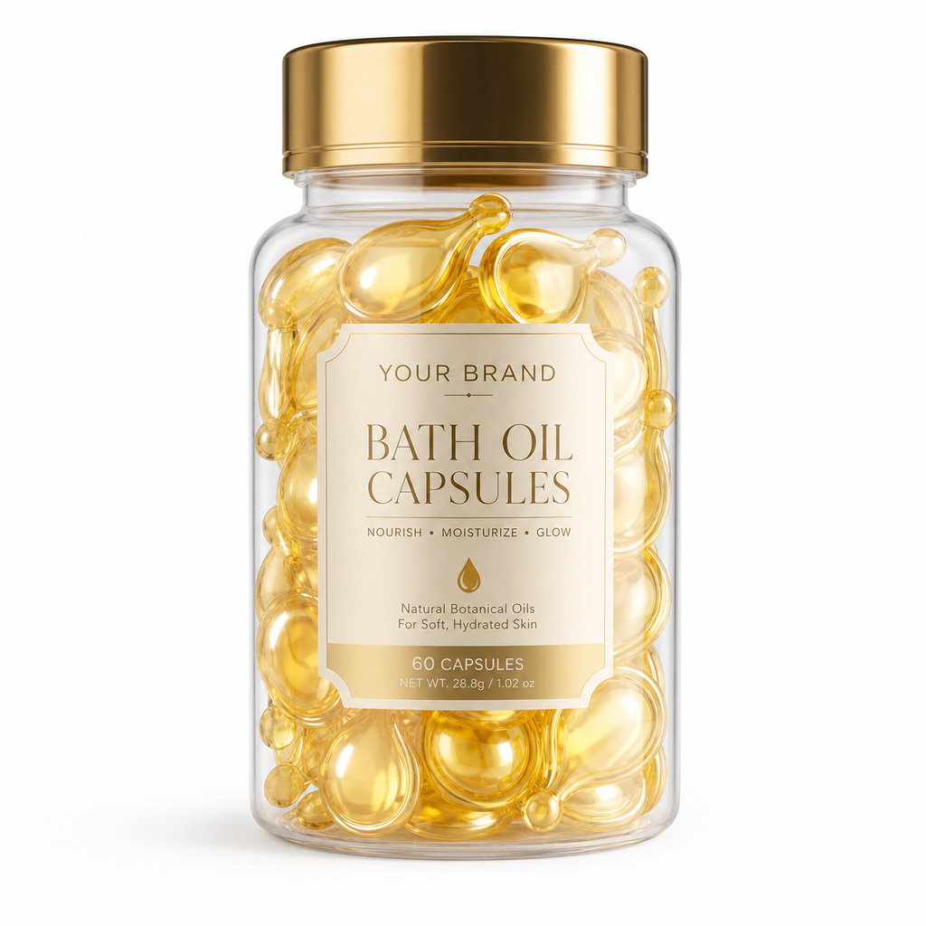 Bath Oil Capsules with Jojoba, Argan &amp; Camellia Botanical Oils
