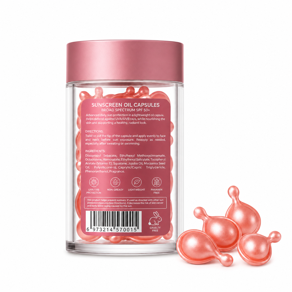 Title: Sunscreen Oil Capsules SPF 50+ Broad Spectrum UVA/UVB Protection