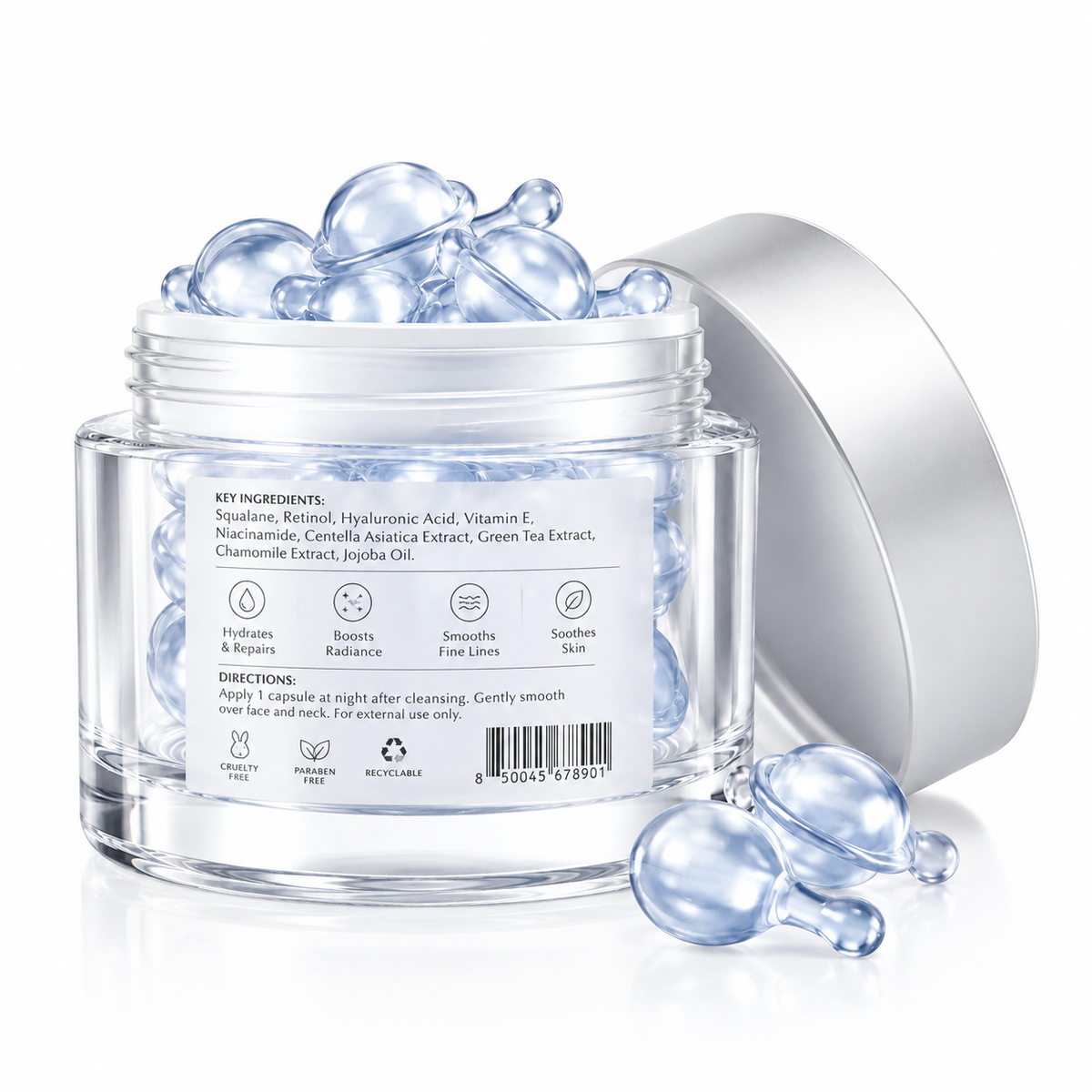 Overnight Repair Serum Capsules with Retinol, Squalane &amp; Hyaluronic Acid