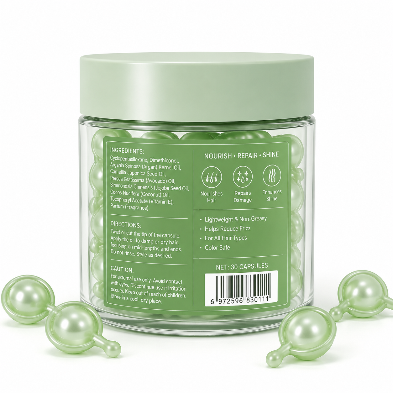 Hair Oil Capsules with Argan Oil, Coconut Oil &amp; Jasmine Scent