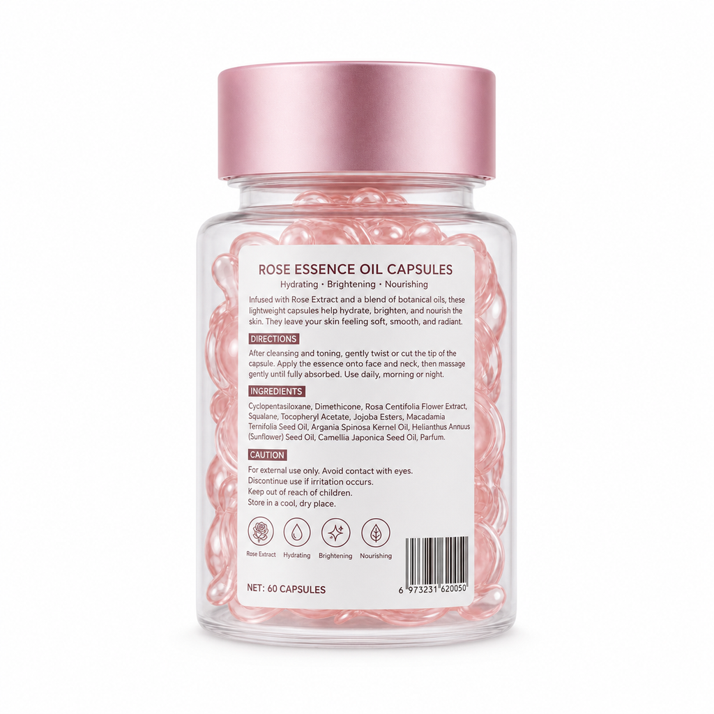Rose Essence Oil Capsules with Rose Extract, Squalane &amp; Botanical Oils