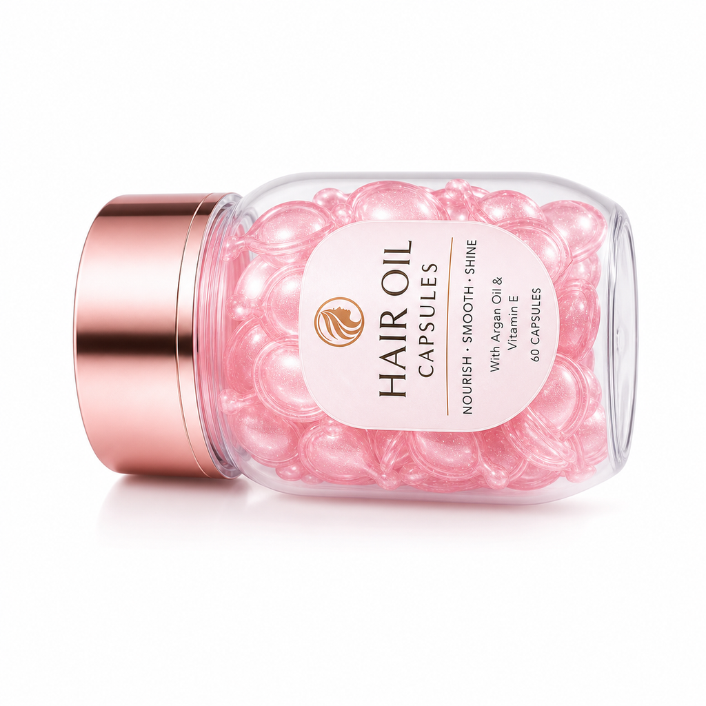 Hair Oil Capsules with Argan Oil, Vitamin E &amp; Botanical Oils for Smooth Shine