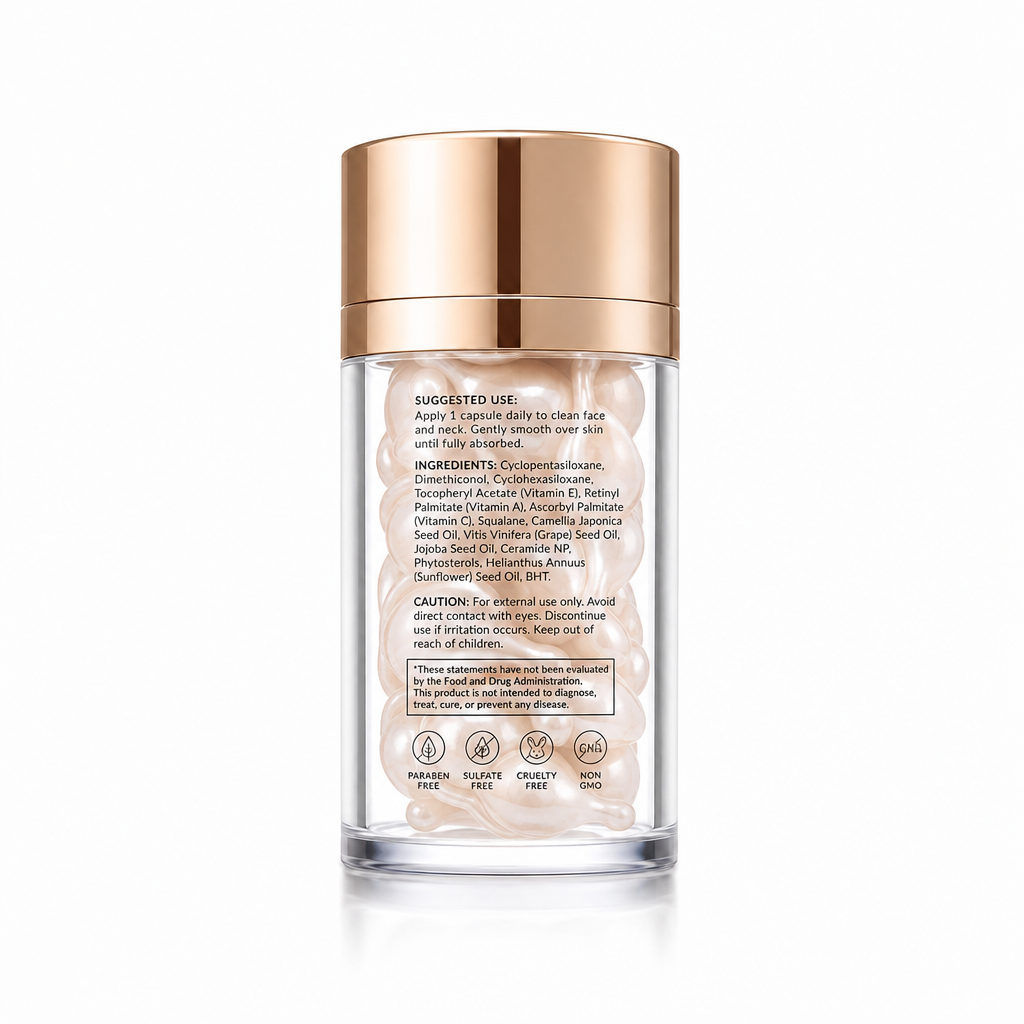 Anti-Aging Skincare Capsules with Vitamins A, C &amp; E, Ceramide &amp; Botanical Oils