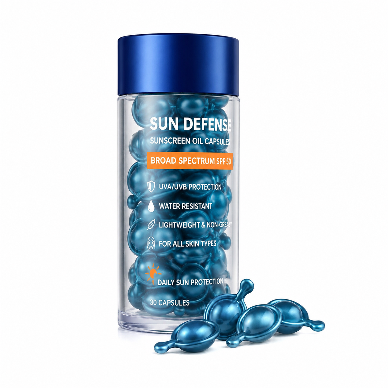 Sun Defense Sunscreen Serum Capsules SPF 50 with UVA/UVB Protection