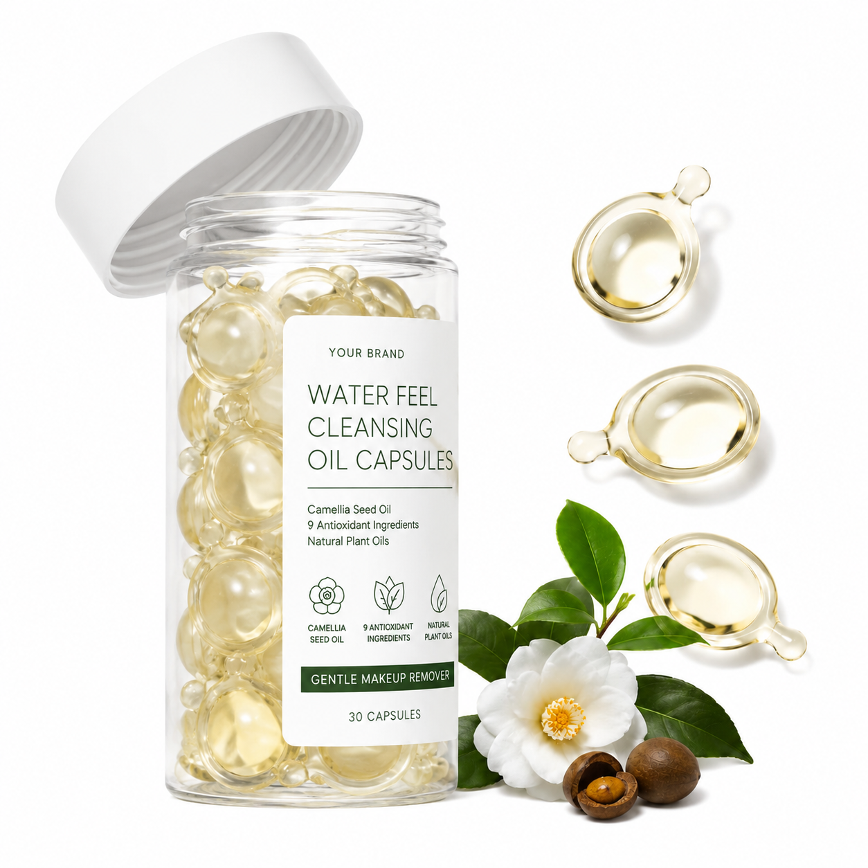 Water Feel Cleansing Oil Capsules with Camellia Seed Oil &amp; Antioxidant Complex
