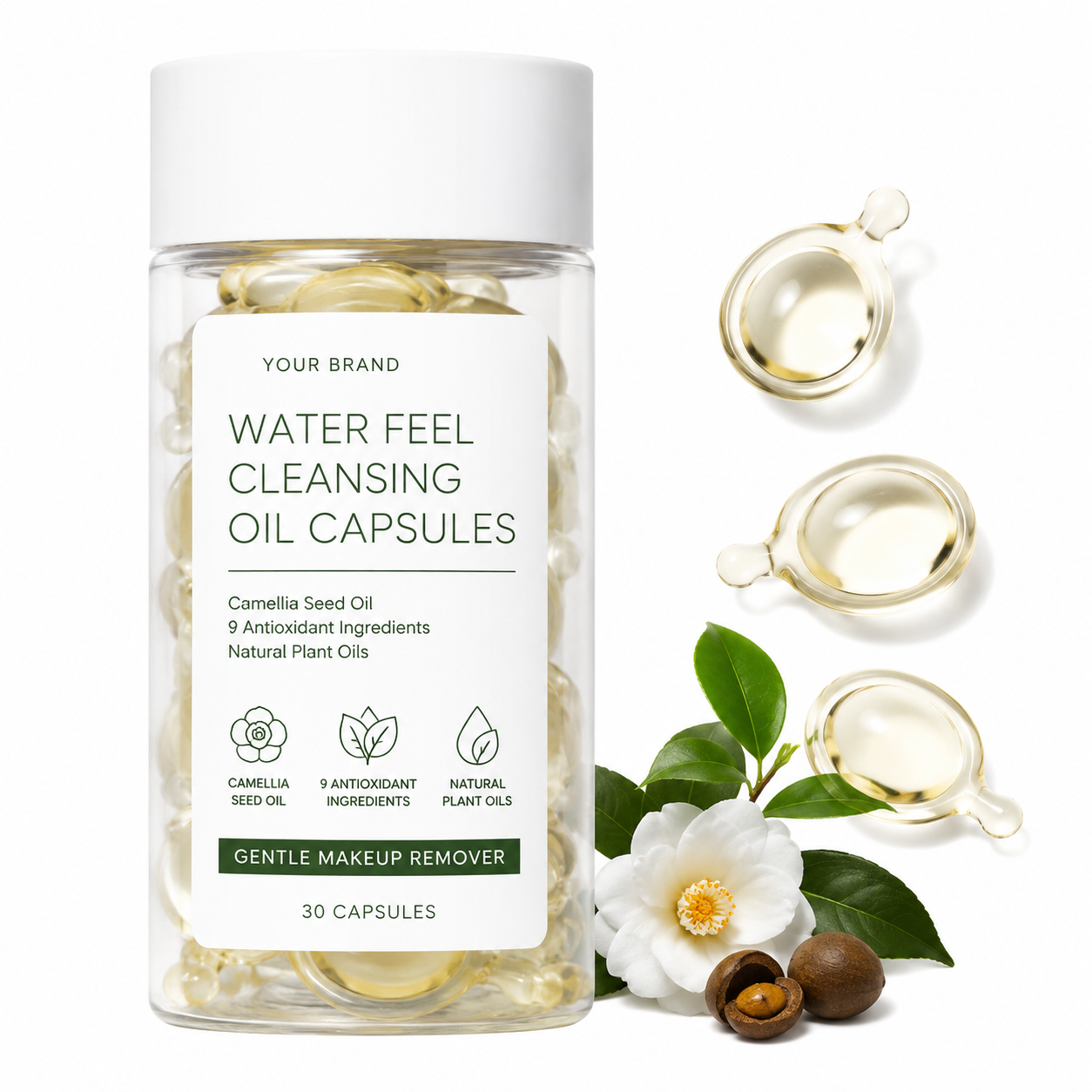 Water Feel Cleansing Oil Capsules with Camellia Seed Oil &amp; Antioxidant Complex