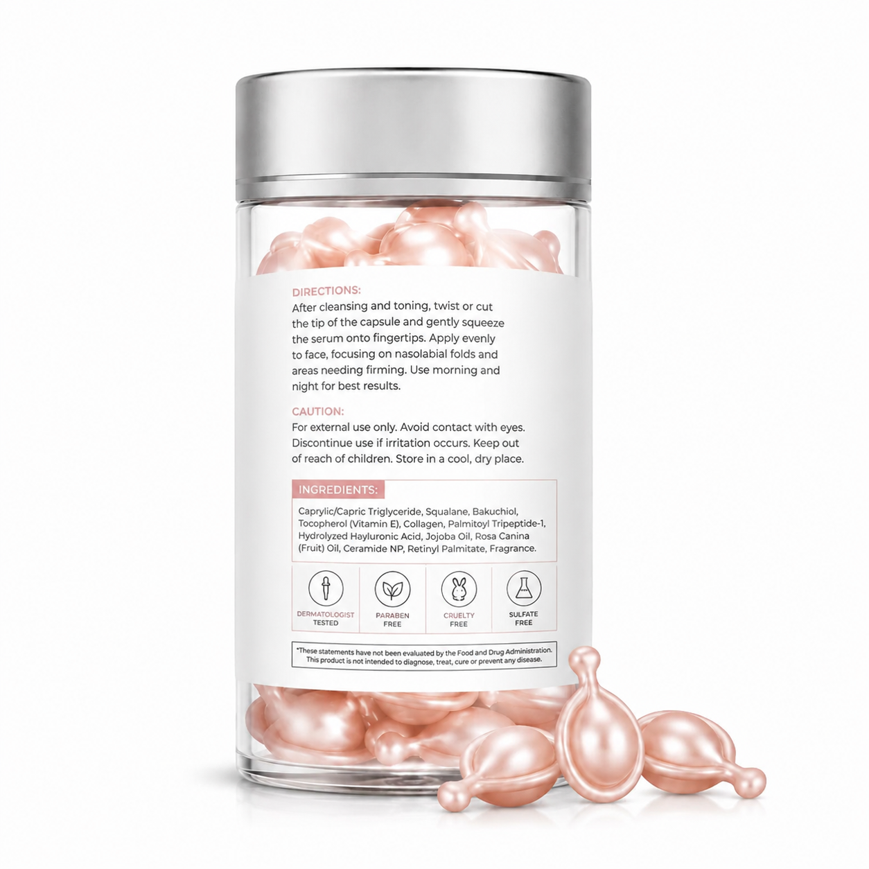 Nasolabial Fold Firming Serum Oil Capsules with Bakuchiol, Peptides &amp; Collagen