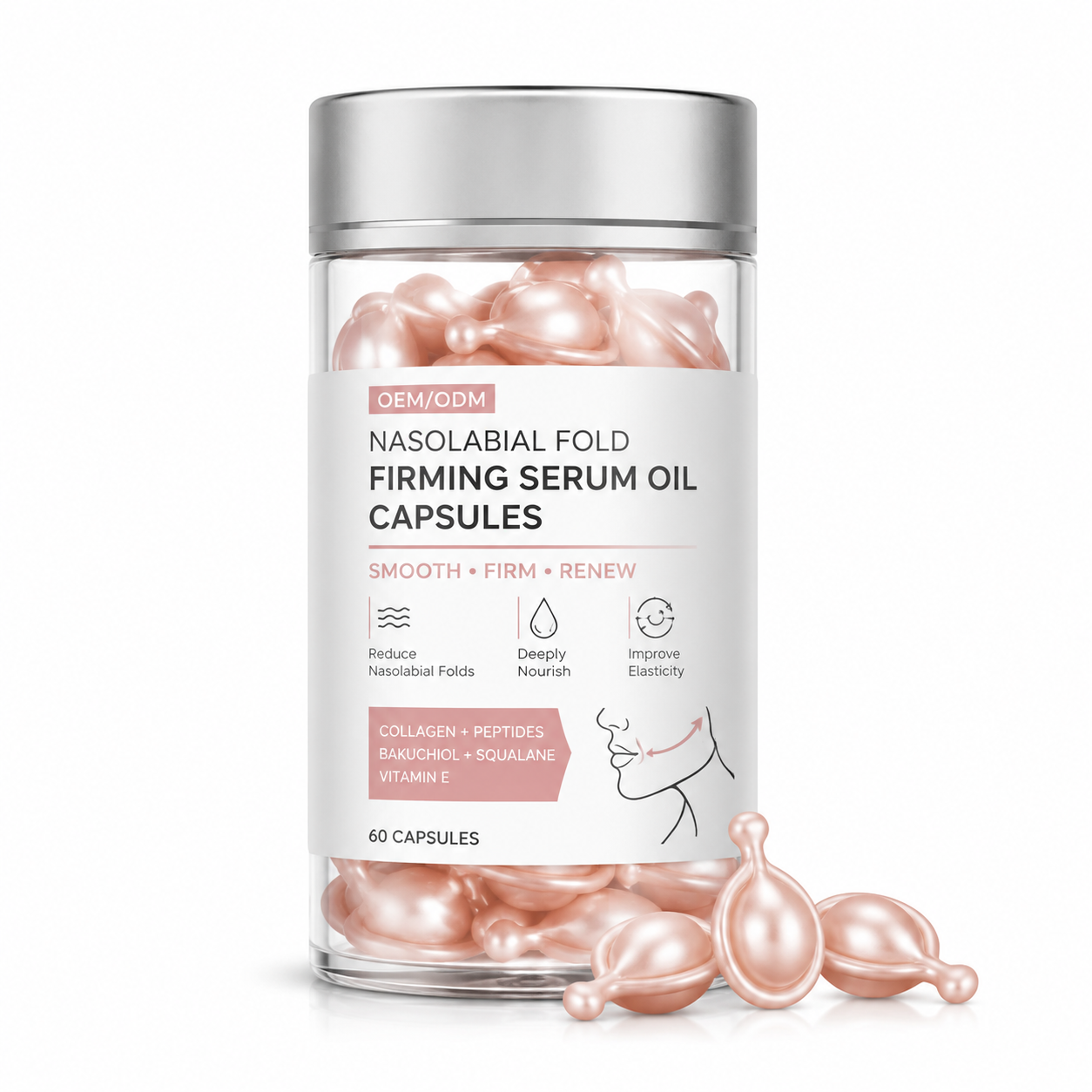 Nasolabial Fold Firming Serum Oil Capsules with Bakuchiol, Peptides &amp; Collagen