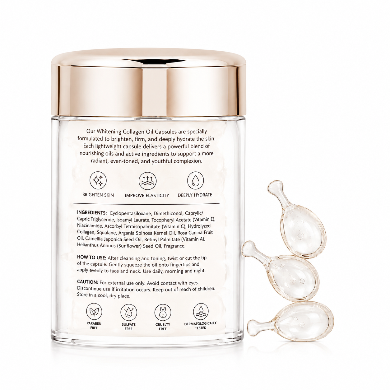 Whitening Collagen Oil Capsules with Niacinamide, Vitamin C &amp; Collagen