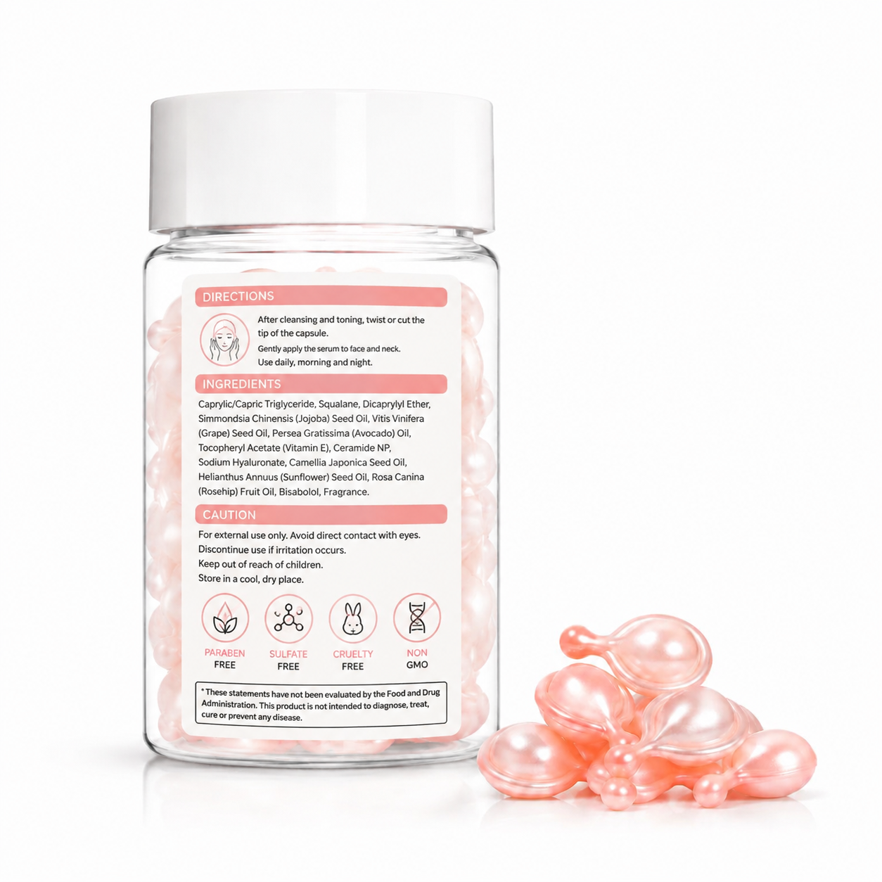 Body Moisturizing Serum Oil Capsules with Squalane, Ceramide &amp; Hyaluronic Acid