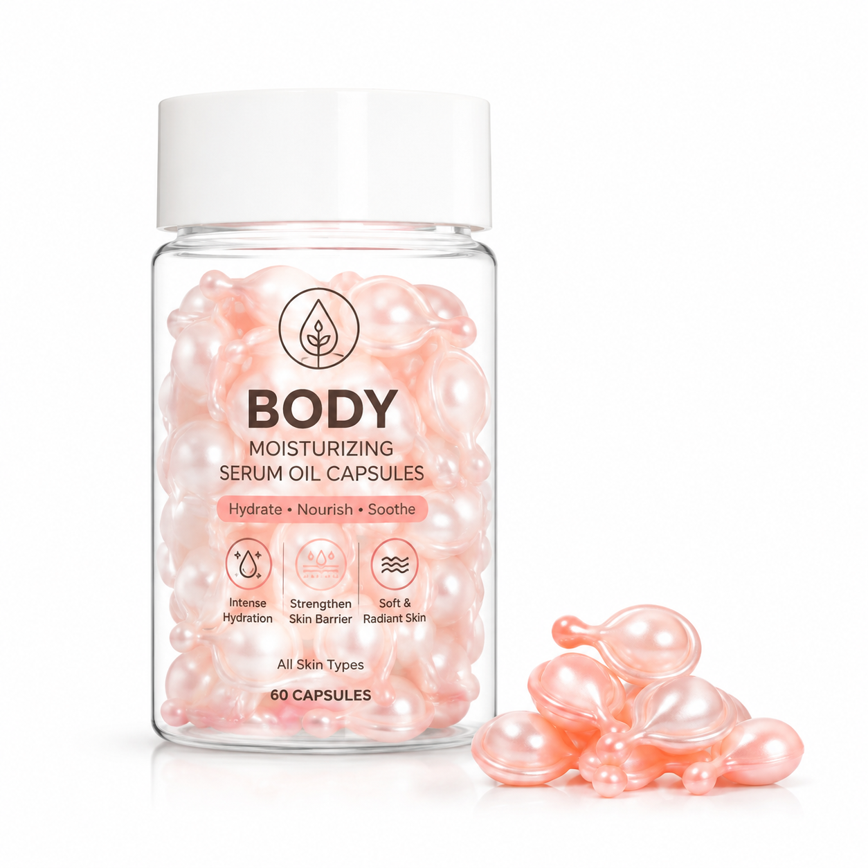 Body Moisturizing Serum Oil Capsules with Squalane, Ceramide &amp; Hyaluronic Acid