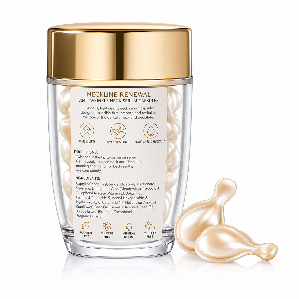 Neck Line Renewal Anti-Wrinkle Serum Capsules with Bakuchiol &amp; Peptide Complex