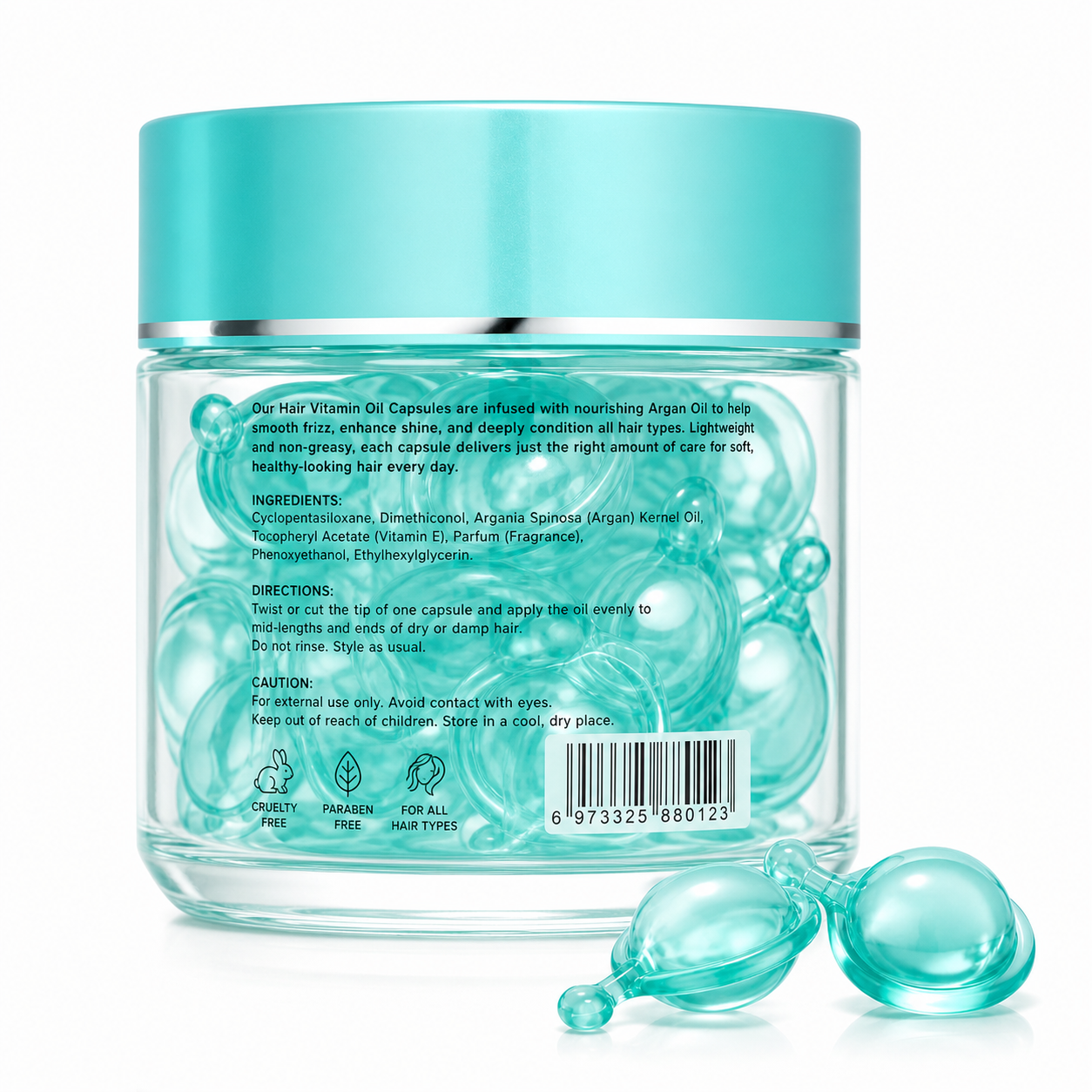 Hair Vitamin Oil Capsules with Argan Oil for Nourish, Smooth &amp; Shine