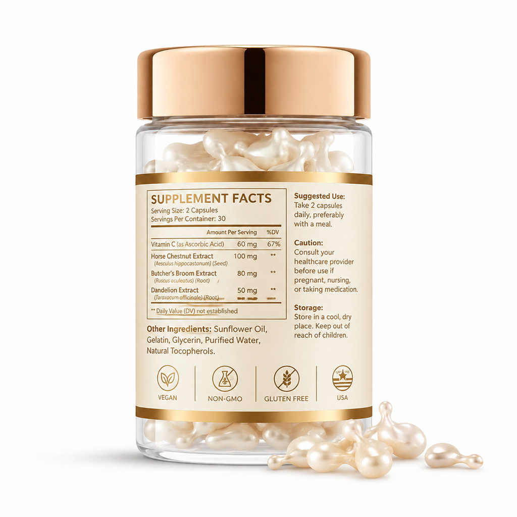 Caffeine Depuffing Capsules for Eye & Face with Sunflower Oil & Vitamin E