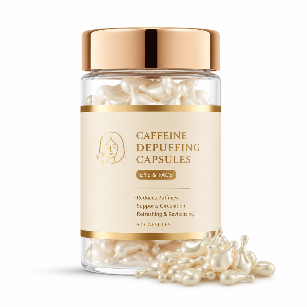 Caffeine Depuffing Capsules for Eye & Face with Sunflower Oil & Vitamin E