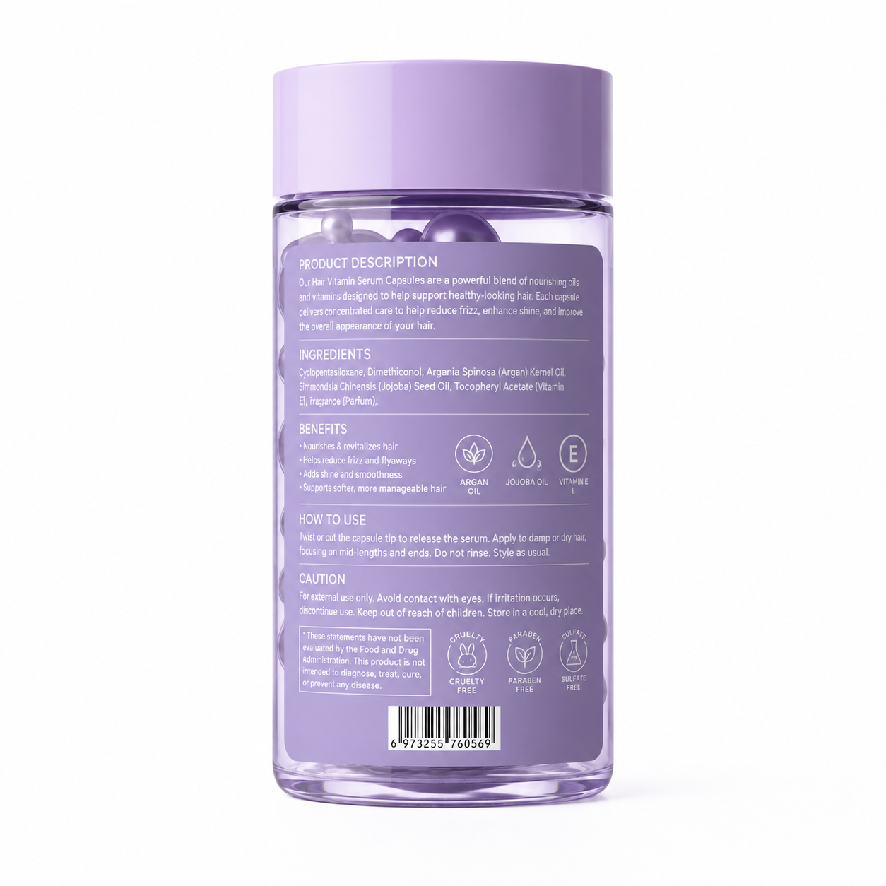 Hair Vitamin Serum Capsules with Argan Oil, Jojoba Oil &amp; Vitamin E