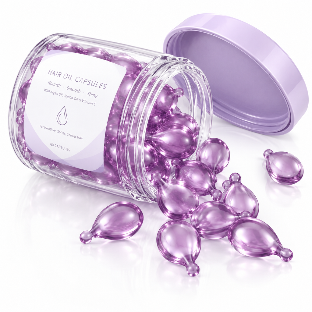Hair Oil Capsules with Argan Oil, Jojoba Oil &amp; Vitamin E