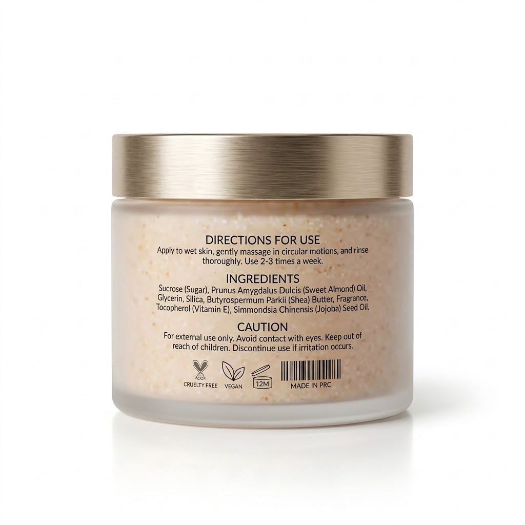 Natural Exfoliating Body Scrub with Sugar, Sweet Almond Oil &amp; Shea Butter