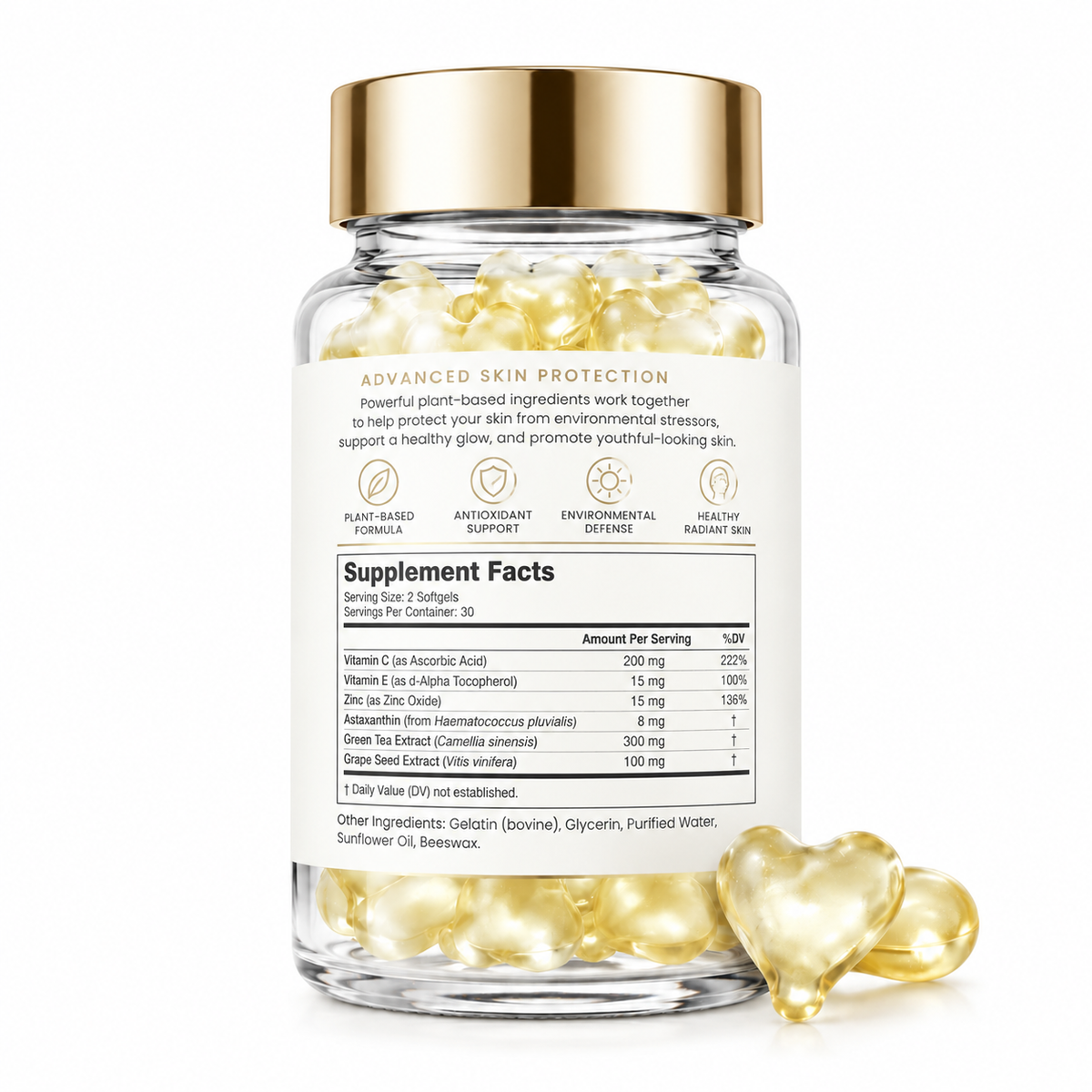 Urban Skin Defense Skincare Supplement with Vitamin C, Astaxanthin &amp; Green Tea Extract