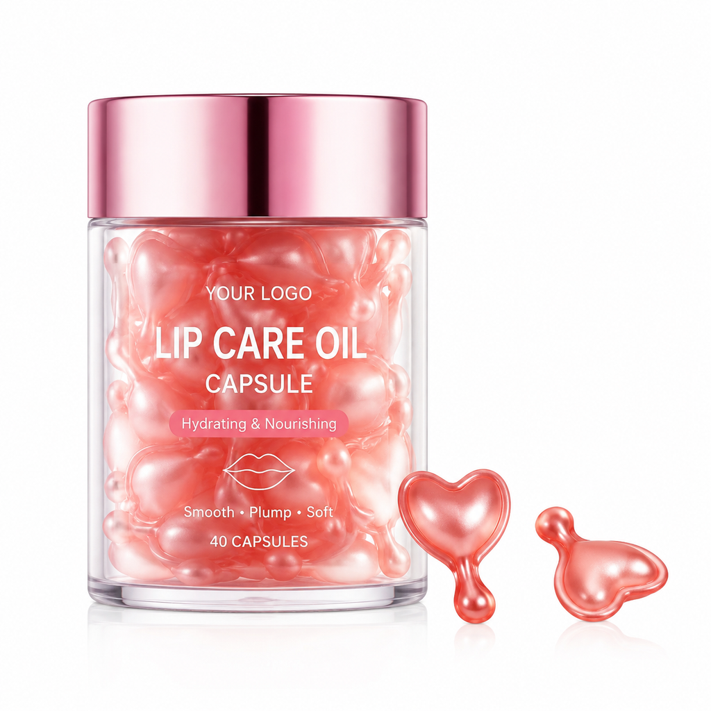 Lip Care Oil Capsules with Castor Oil, Jojoba Oil, Squalane &amp; Vitamin E