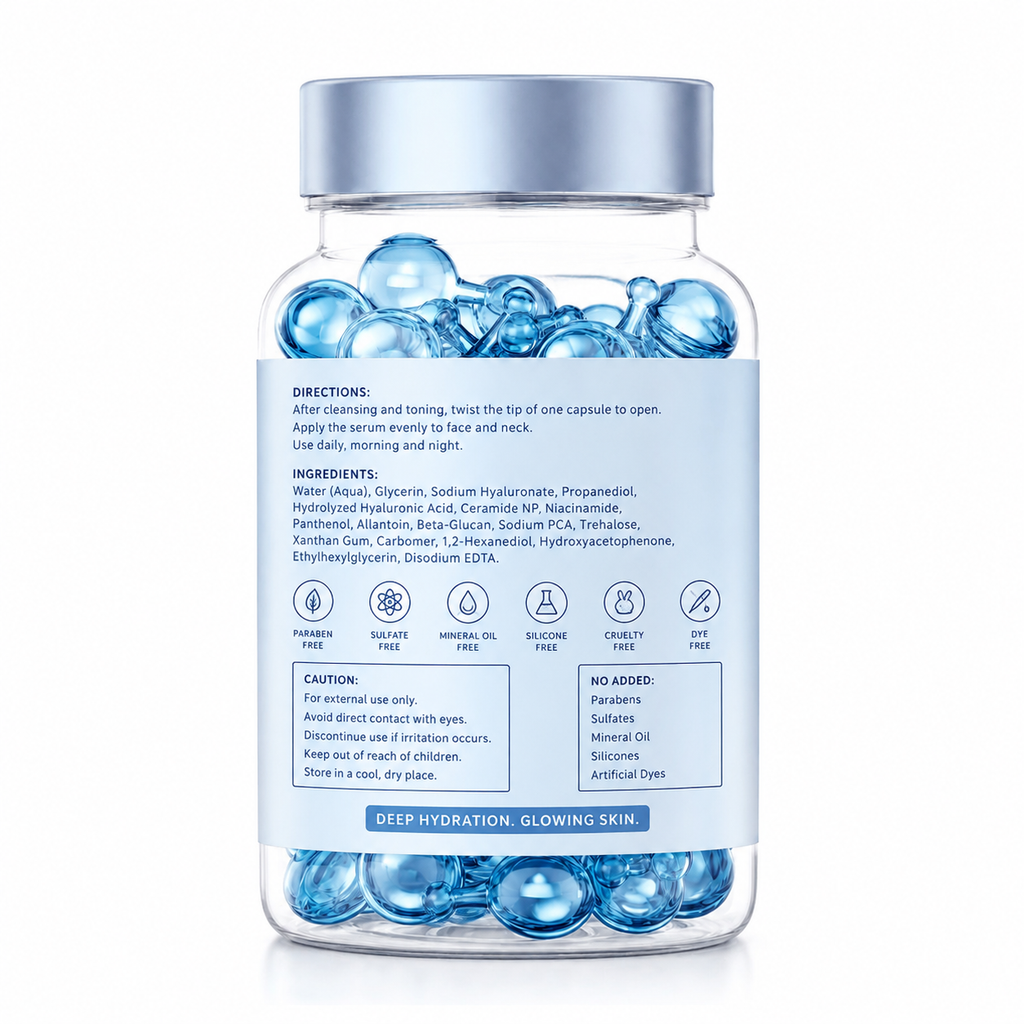 Hydration Water Capsules with Hyaluronic Acid, Ceramide &amp; Niacinamide