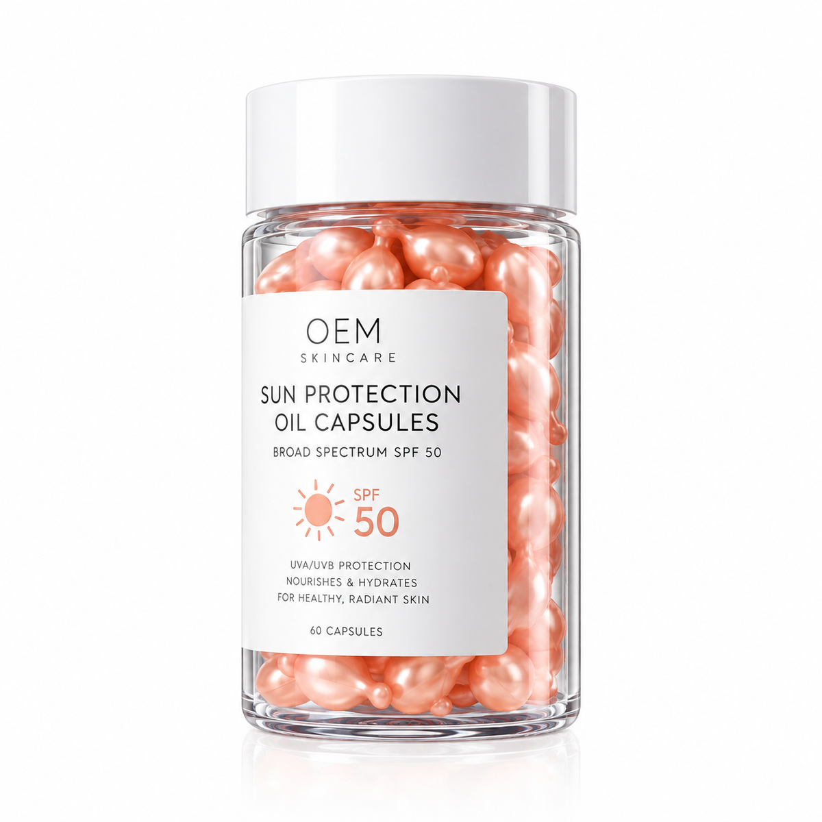 Sun Protection Oil Capsules with Vitamin E &amp; Carrot Extract — SPF 50 UVA/UVB Protection