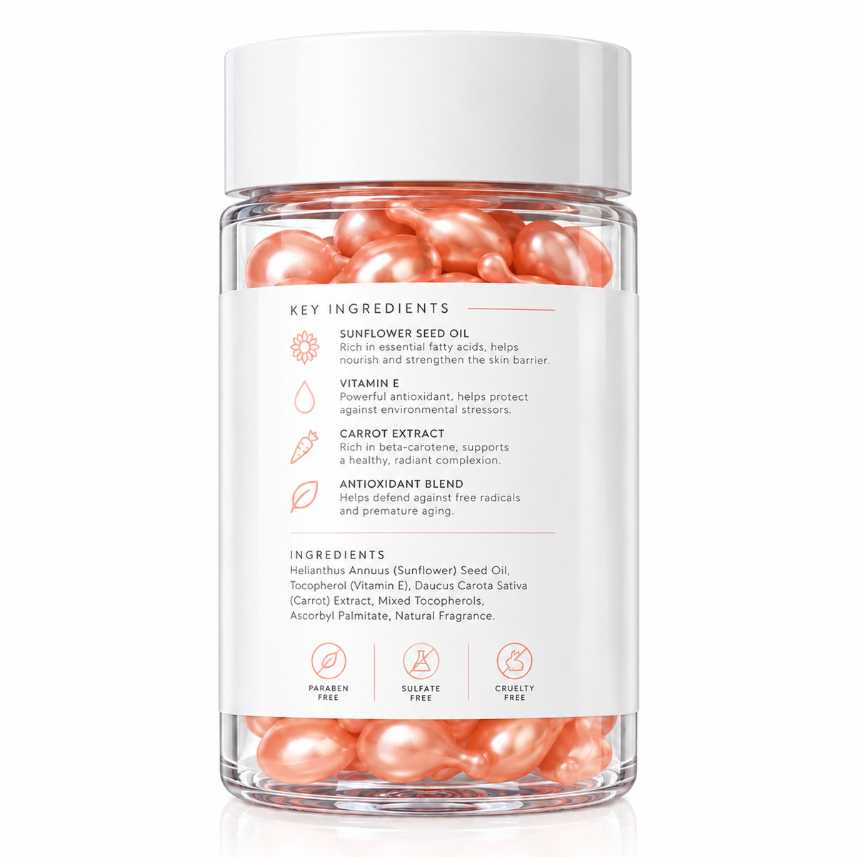 Sun Protection Oil Capsules with Vitamin E &amp; Carrot Extract — SPF 50 UVA/UVB Protection