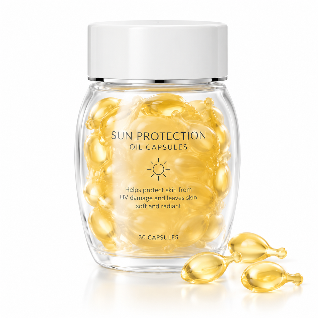 Sun Protection Oil Capsules with Vitamin E, Vitamin C &amp; Carrot Extract